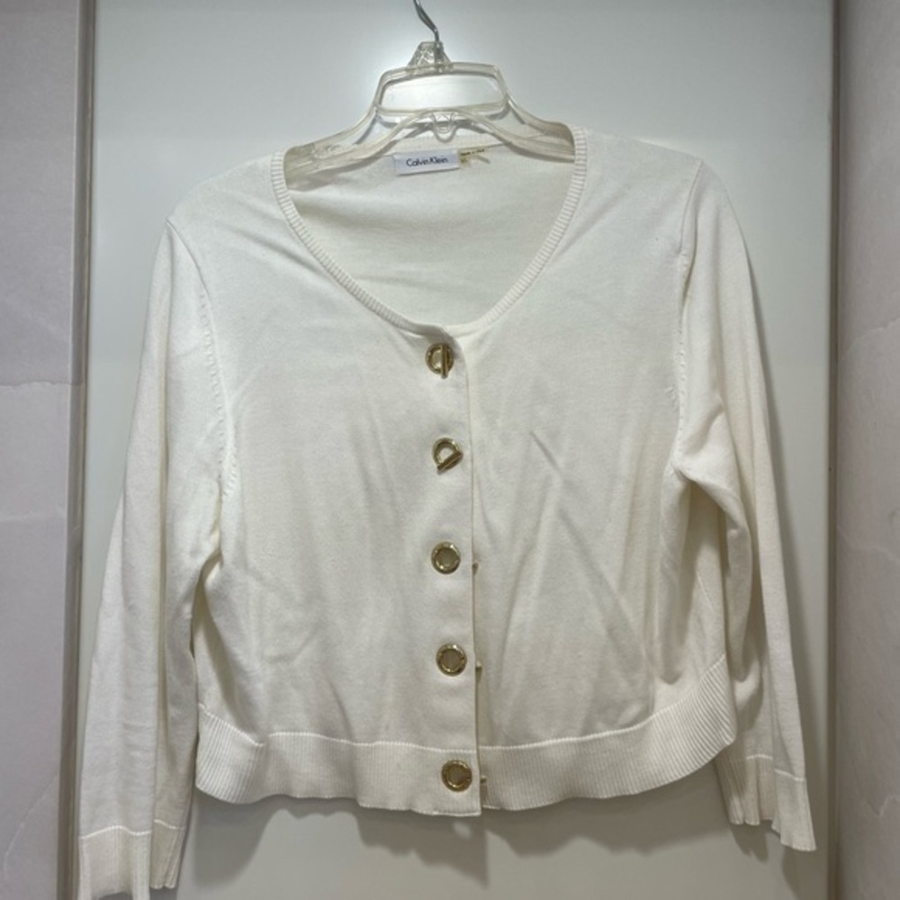 Calvin Klein White Cardigan Size XL